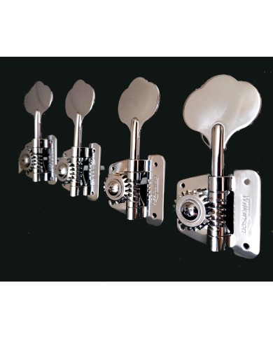 4 Wilkinson Bassmechaniken im Fender-Stil mit verchromter Übersetzung, rechte Seite, reversibel