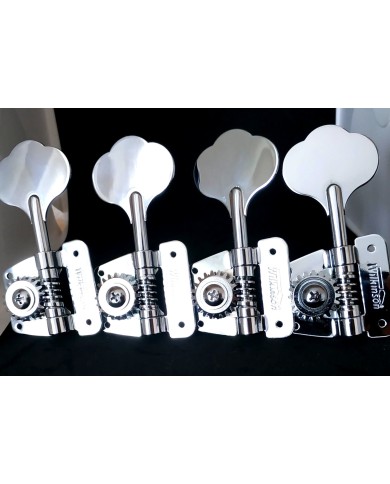 4 Wilkinson Bassmechaniken im Fender-Stil mit verchromter Übersetzung, rechte Seite, reversibel