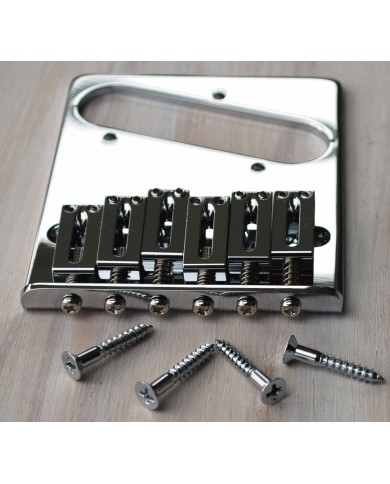 Telecaster Gotoh Chrom Steg mit Saitenhalter, 6 Messing-Saitenreiter GTC201-C