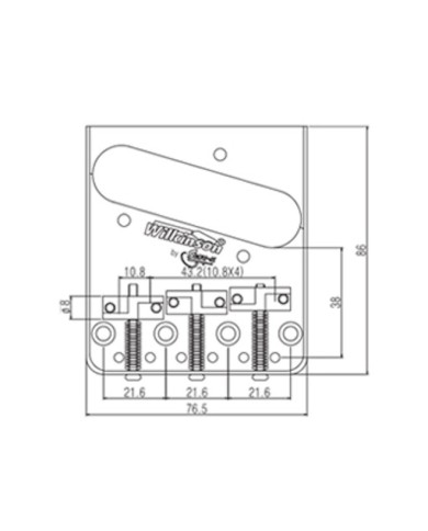 Telecaster Wilkinson Saitenhalter, Chrom, 3 kompensierte Messingreiter