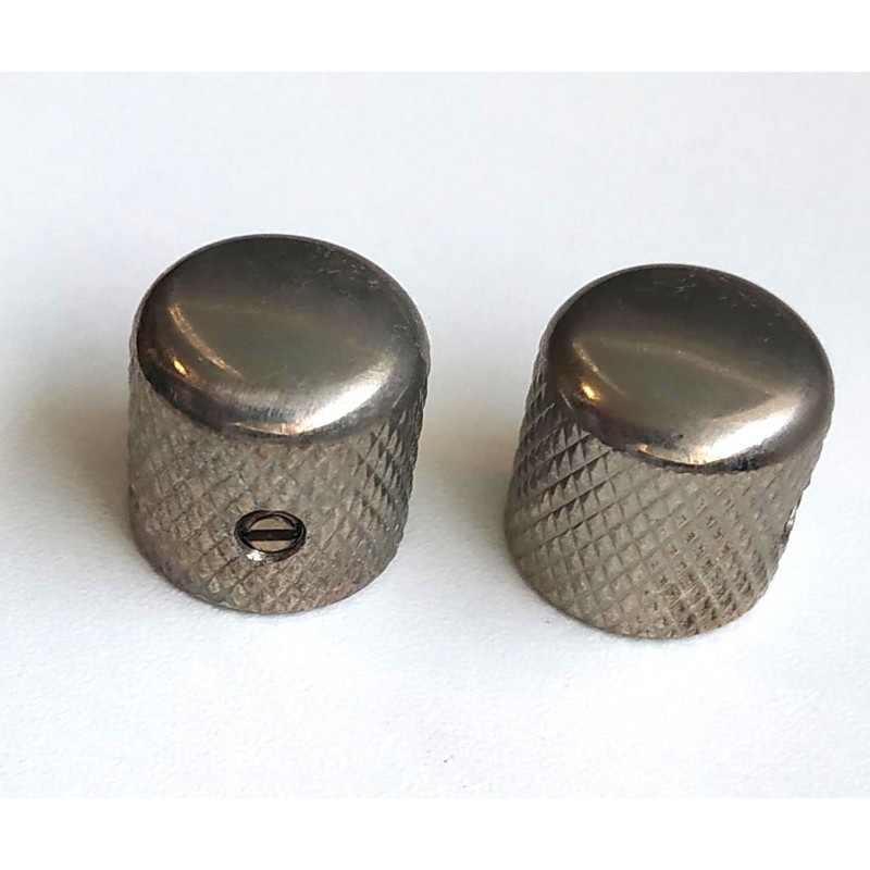 2 Telecaster Dome Knobs SolidShaft Nickel aged, 6,35mm 1/4"