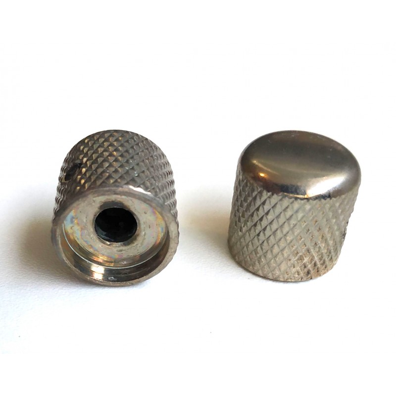 2 Telecaster Dome Knobs SolidShaft Nickel aged, 6,35mm 1/4"