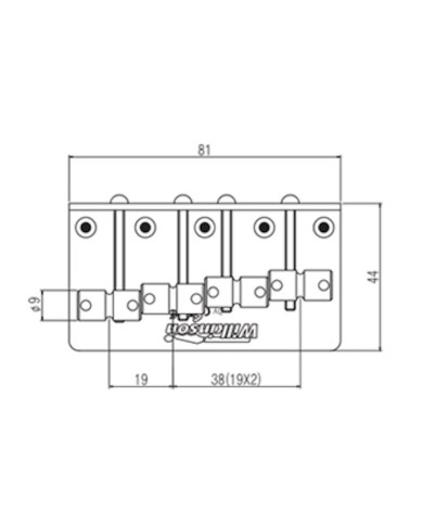 Wilkinson Bass-Saitenhalter verchromt, 5 Barrel-Saitenreiter aus Messing