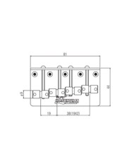 Wilkinson Bass-Saitenhalter verchromt, 5 Barrel-Saitenreiter aus Messing