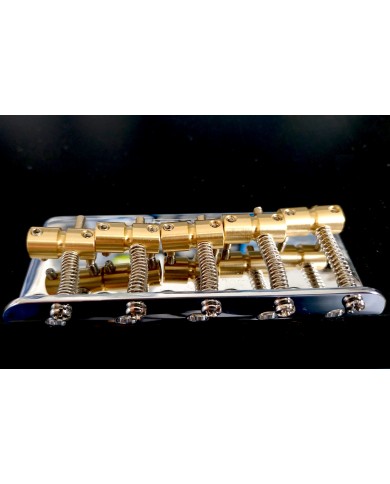 Wilkinson Bass-Saitenhalter verchromt, 5 Barrel-Saitenreiter aus Messing