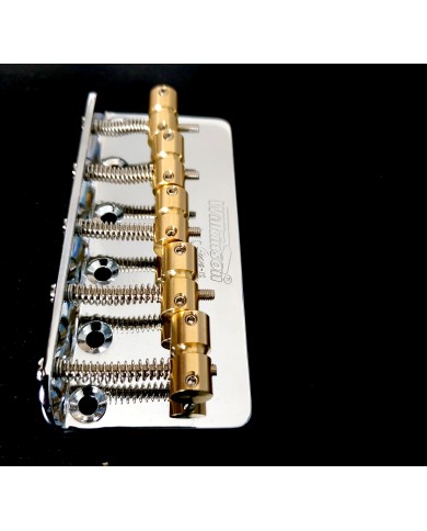 Wilkinson Bass-Saitenhalter verchromt, 5 Barrel-Saitenreiter aus Messing