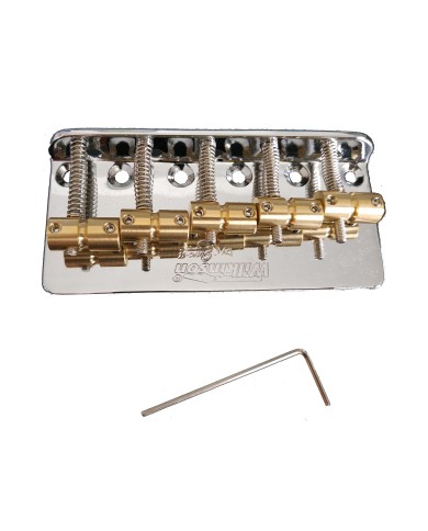 Wilkinson Bass-Saitenhalter verchromt, 5 Barrel-Saitenreiter aus Messing