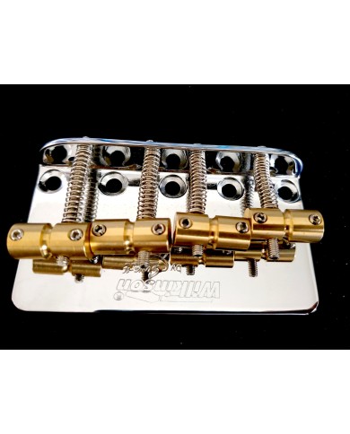 Wilkinson Bass-Saitenhalter, verchromt, 4 Barrel-Saitenreiter aus Messing