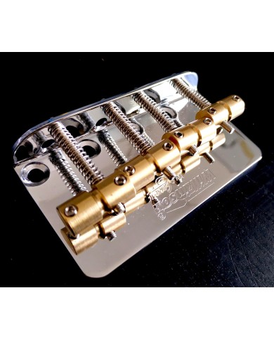 Wilkinson Bass-Saitenhalter, verchromt, 4 Barrel-Saitenreiter aus Messing