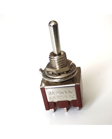 Mini-Kippschalter Chrom DPDT 3 Positionen Ein-Aus-Ein
