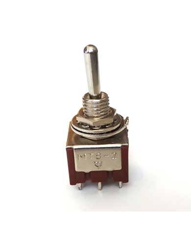 Mini-Kippschalter Chrom DPDT 3 Positionen Ein-Aus-Ein