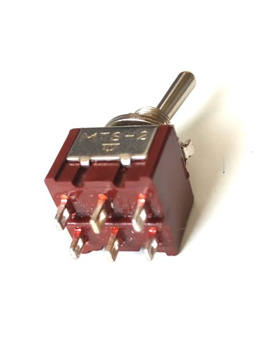Mini-Kippschalter Chrom DPDT 3 Positionen Ein-Aus-Ein