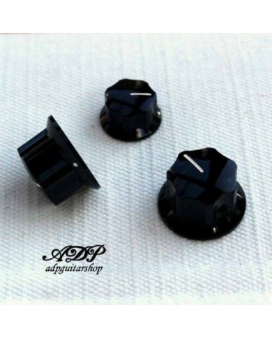 3 schwarze Knöpfe für Jazz Bass J-Bass US 1/4" PK-0174-023