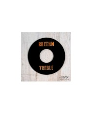 Black Les Paul Rhythm/Treble Ring Toggle Switch Plate, Gold lettering, Sticker