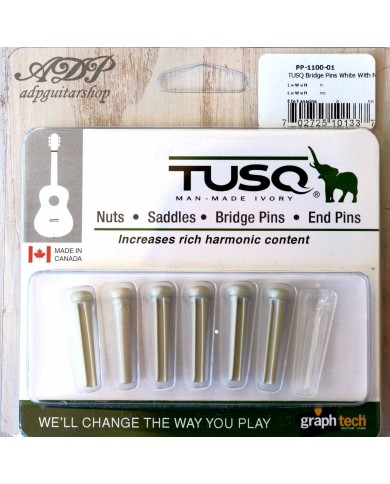 6 Tusq PP-1100-01 weiße Graph Tech Stegpins für Akustikgitarre Weiß