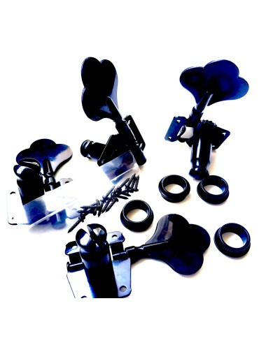 4 Bassmechaniken 2+2 mit reversiblen Getrieben, Schwarz, 14-mm-Achse