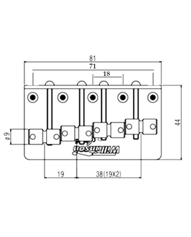 Wilkinson Bass-Saitenhalter, verchromt, 4 Barrel-Saitenreiter aus Messing