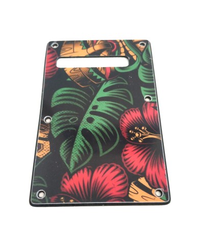 Moderne Aloha Tiki Rückplatte von WD Custom für Fender Stratocaster