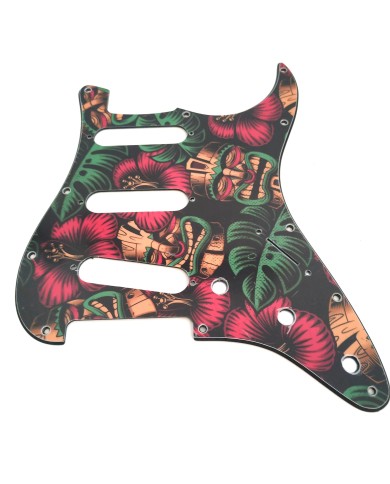 Pickguard Aloha Tiki WD Custom für Fender Stratocaster, 11 Löcher, 1964-heute