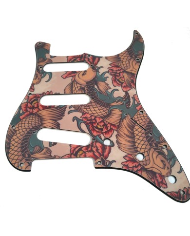Set Koi-Karpfen-Tattoo-Schlagbretter für Fender Stratocaster, 11 Löcher, Modern