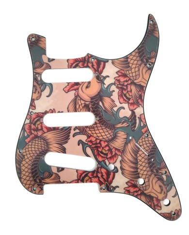 Set Koi-Karpfen-Tattoo-Schlagbretter für Fender Stratocaster, 11 Löcher, Modern
