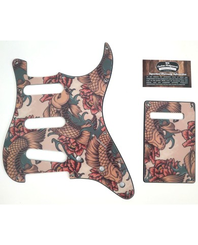 Set Koi-Karpfen-Tattoo-Schlagbretter für Fender Stratocaster, 11 Löcher, Modern