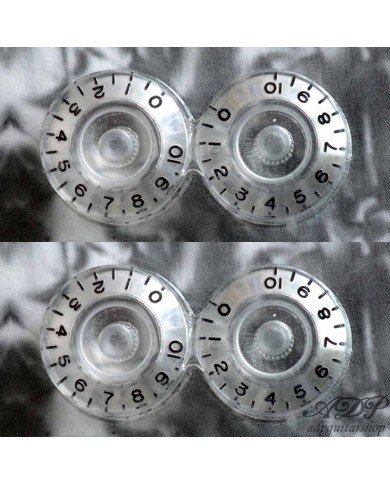 4 transparente Speed Knobs für Bass, inchSize, 24-Spline-Achse, für Gibson LP SG