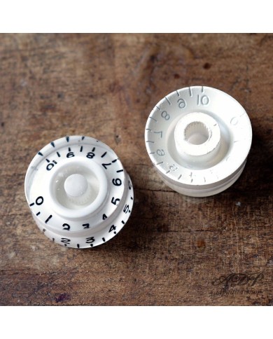 2x Speed Knobs Weiß Bass inchSize 24-Zahn-Achse für Gibson LP SG