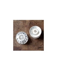 2x Speed Knobs Weiß Bass inchSize 24-Zahn-Achse für Gibson LP SG