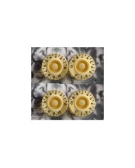 4x Speed Knobs aus Plexi, cremefarbener Unterseite, Bass, Inch, für 24-Spline-Achsen, Gibson LP SG Stil