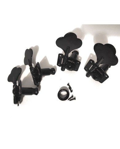 4 Bassmechaniken links, mit umkehrbarem Getriebe, schwarz, 14mm