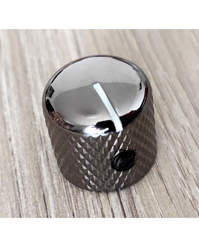 1 Metallknopf Cosmo Black im Telecaster-Stil, weißer Markierungsstrich, für SolidShaft-Potis 6,35mm (1/4")