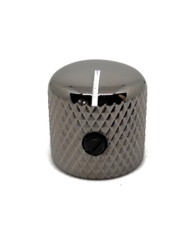2 Metallknöpfe Cosmo Black im Telecaster-Stil, weißer Markierungsstrich, für SolidShaft-Potis 6,35mm (1/4")
