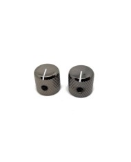 2 Metallknöpfe Cosmo Black im Telecaster-Stil, weißer Markierungsstrich, für SolidShaft-Potis 6,35mm (1/4")