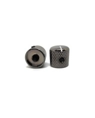 2 Metallknöpfe Cosmo Black im Telecaster-Stil, weißer Markierungsstrich, für SolidShaft-Potis 6,35mm (1/4")