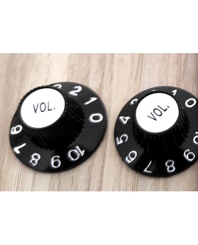 2 schwarze Volume-Reglerknöpfe, Witch Hat, Silver Reflector, für US-Potis