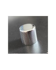 2 flache Metallknöpfe, Chrom, feine Rändelung, 18 Rillen für 6-mm-Potis, Tele / Bass