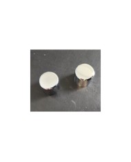 2 flache Metallknöpfe, Chrom, feine Rändelung, 18 Rillen für 6-mm-Potis, Tele / Bass