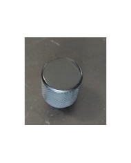 1 flacher Metallknopf Schwarz, feine Rändelung, 18 Rillen für 6-mm-Potis Tele / Bass