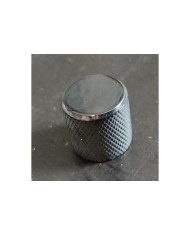 1 flacher Metallknopf Schwarz, feine Rändelung, 18 Rillen für 6-mm-Potis Tele / Bass