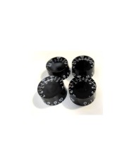 4 Speed Knob Knöpfe im Gibson LP SG Plexi Stil, schwarzer Untergrund, NICHT Bass, metrisch, 18 Splines