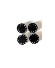 4 Speed Knob Knöpfe im Gibson LP SG Plexi Stil, schwarzer Untergrund, NICHT Bass, metrisch, 18 Splines