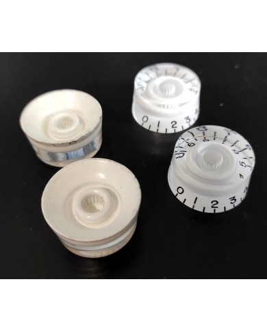 4 Speed Knob Knöpfe im Gibson LP SG Plexi Stil, weißer Hintergrund, ohne Bass, metrisch, 18 Splines