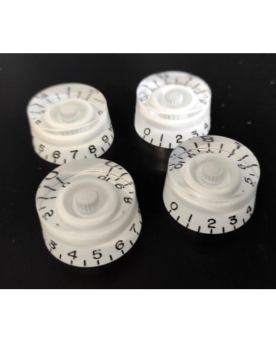 4 Speed Knob Knöpfe im Gibson LP SG Plexi Stil, weißer Hintergrund, ohne Bass, metrisch, 18 Splines