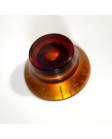 Amberfarbener Plexi Vintage Potiknopf, metrisch, 18 Splines, nicht graviert, LP SG
