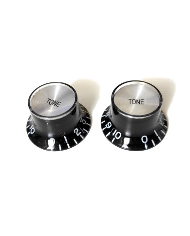 4 Tone- + Volume-Knöpfe im Gibson SG Stil aus schwarzem Plexi, metrisch, nicht gerändelt