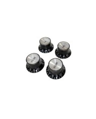 4 Tone- + Volume-Knöpfe im Gibson SG Stil aus schwarzem Plexi, metrisch, nicht gerändelt