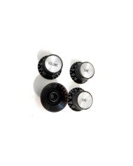 4 Tone- + Volume-Knöpfe im Gibson SG Stil aus schwarzem Plexi, metrisch, nicht gerändelt