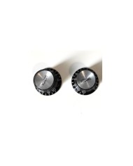 2 Lautstärkeregler im Gibson SG Stil aus schwarzem Plexi, Silver Reflector, metrisch, nicht gerändelt