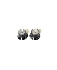 2 Boutons Metrique Tone en plexi noir silver reflector Style Gibson SG